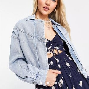Abercrombie & Fitch crop Moto denim jacket